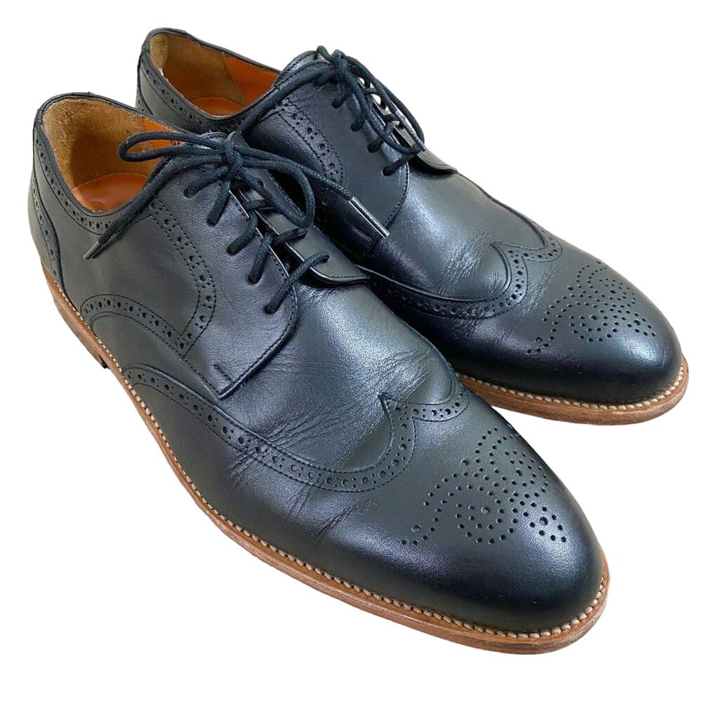 Crosby Square Black Leather Brogue Oxford Dress Shoes Made in Spain Men's Sz 45